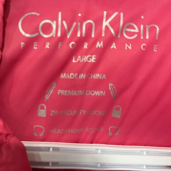 Calvin Klein Performance Down puffer Pullover Jacket Hot Pink & Grey LARGE - Picture 8 of 9